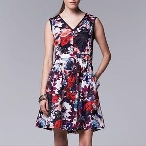 Simply Vera Floral Crinkle Fit & Flare Summer Dress